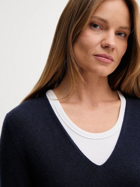 United Colors of Benetton sweter wełniany damski kolor granatowy lekki 1002D401Y - zdjęcie produktu nr 2