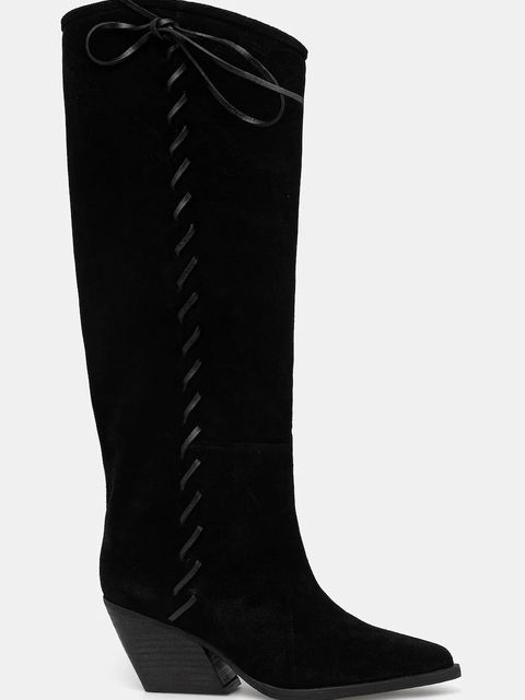 Answear.LAB kozaki zamszowe kolor czarny na słupku