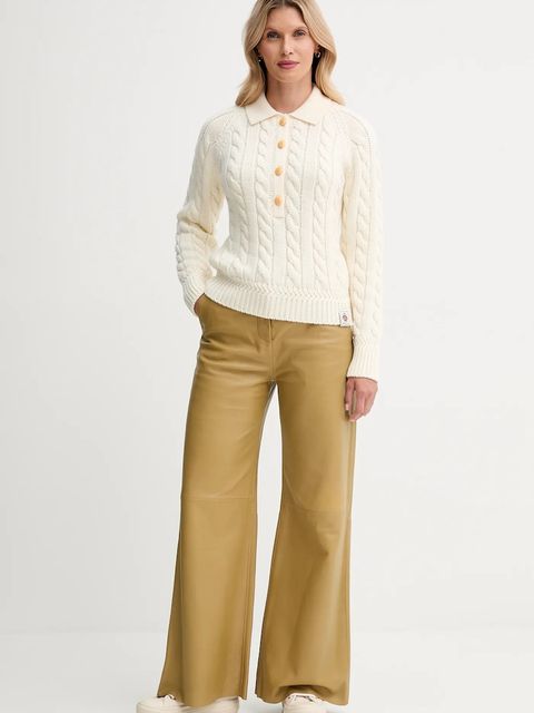 Bally sweter wełniany damski kolor beżowy ciepły WKN0BG