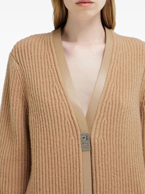 Ferragamo leather-trim buckle cardigan - Neutrals