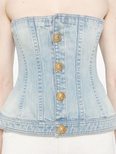 Balmain denim corset top - Blue