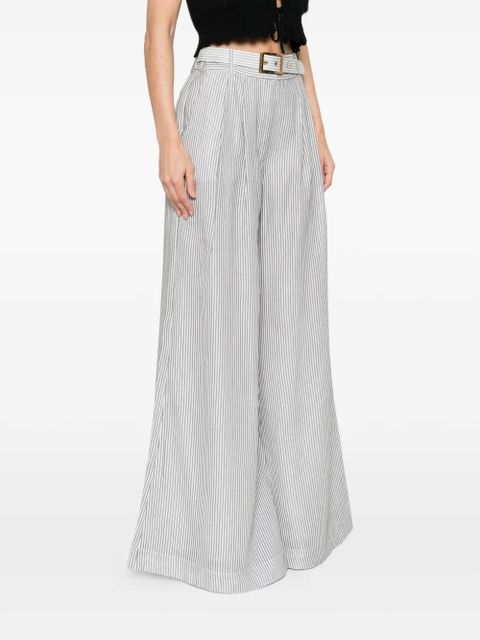 ZIMMERMANN belted striped palazzo pants - White