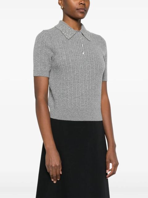 Maje embellished cable-knit lolo top - Grey