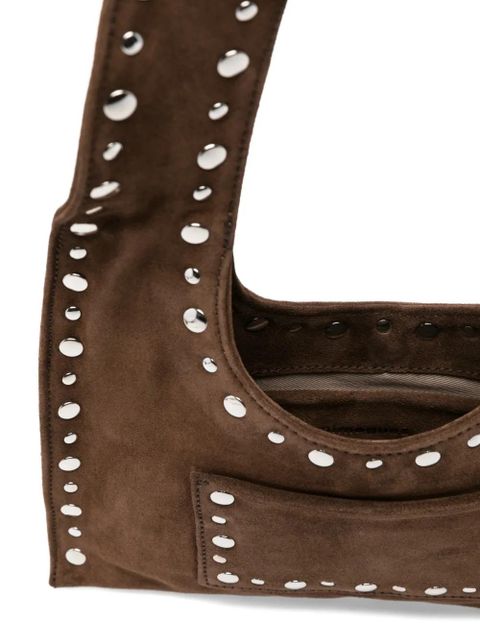 Gimaguas mini Franca studded suede shoulder bag - Brown