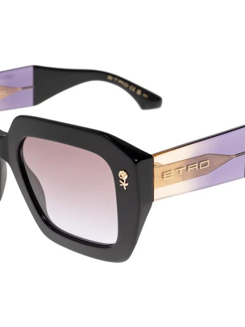 ETRO floral-detail square-frame sunglasses - Black - zdjęcie produktu nr 2