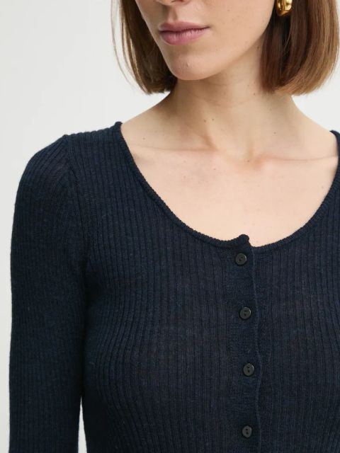 Herskind kardigan wełniany Liw kolor granatowy lekki 5434825