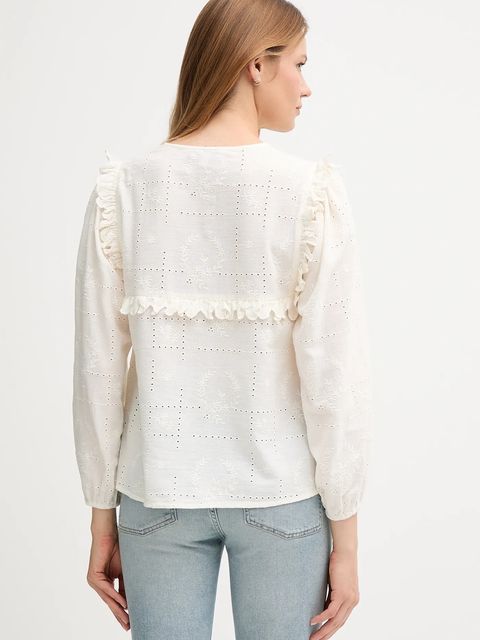 Hoss Intropia koszula z domieszką lnu damska kolor beżowy regular 6282665