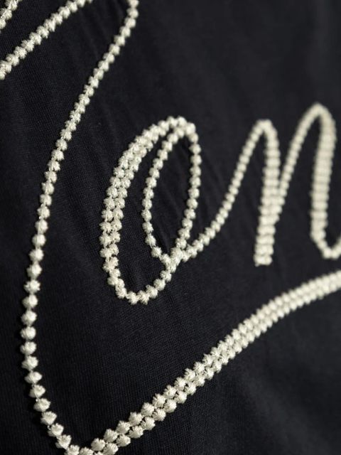 Moncler embroidered cursive-logo T-shirt - Blue