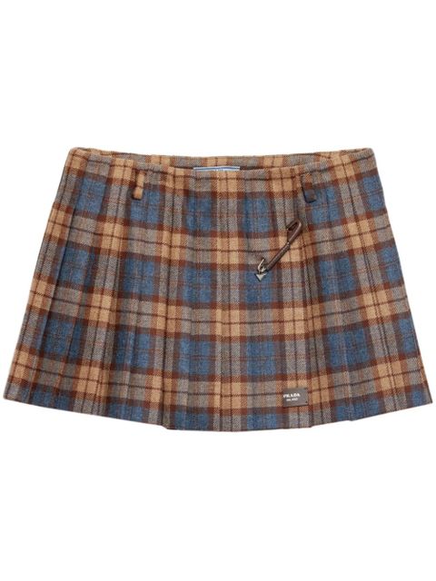 Prada checked wool mini skirt - Brown - zdjęcie produktu nr 1
