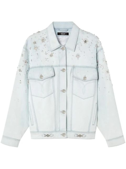 Versace pearl-embellished denim jacket - Blue - zdjęcie produktu nr 1