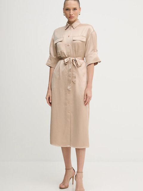 Marc Aurel sukienka kolor beżowy midi prosta 6553-2000-93424 - zdjęcie produktu nr 1