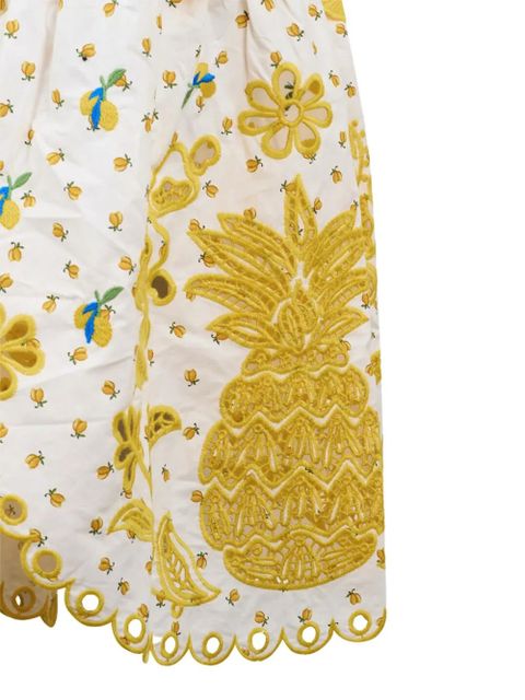 FARM Rio Sicily pineapple-embroidered midi dress - White
