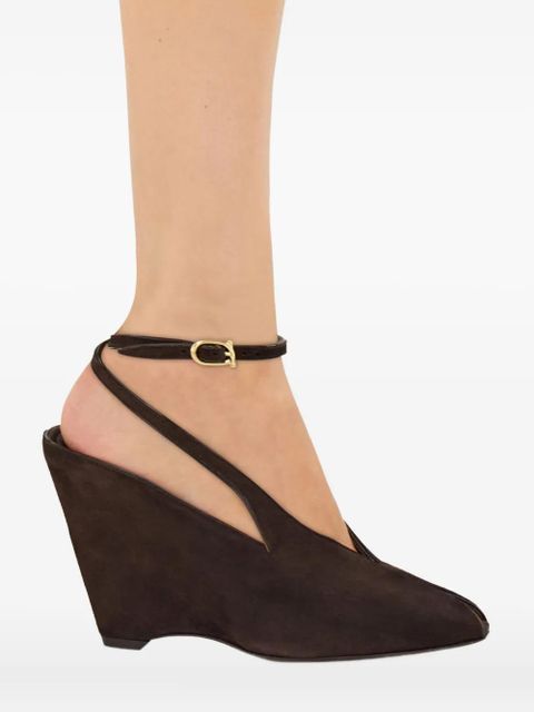Ferragamo 90mm peep-toe wedge pumps - Brown