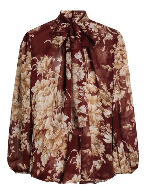 Dolce & Gabbana floral-print bow blouse - Brown - zdjęcie produktu nr 1