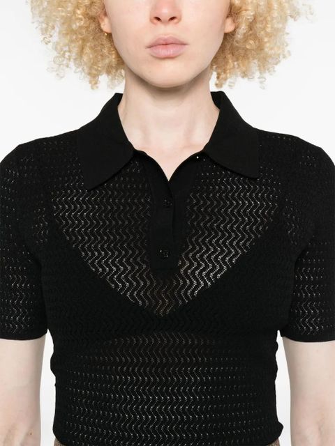 Victoria Beckham perforated polo top - Black