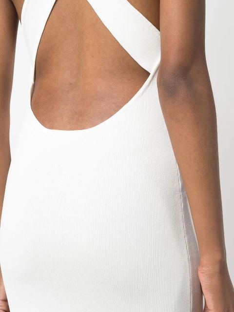 Yves Salomon ribbed cross-strap midi dress - White