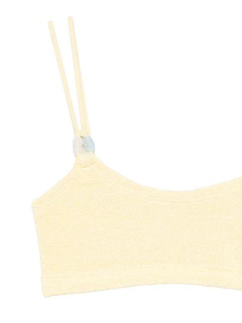 Hunza G bead-embellished seersucker bikini - Yellow