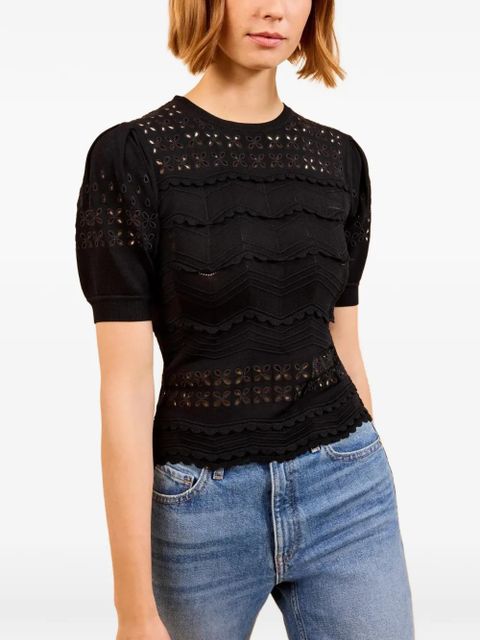 Ulla Johnson Marcelena eyelets-detail ruffled top - Black
