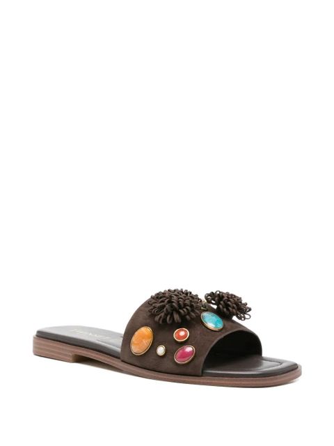 TWINSET embellished pompom sandals - Brown - zdjęcie produktu nr 2