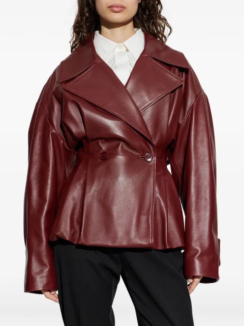 Balenciaga Folded long-sleeve leather jacket - Red