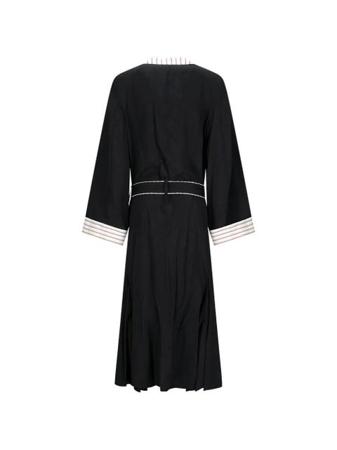The Attico floral-jacquard striped-trim trench coat - Black - zdjęcie produktu nr 2