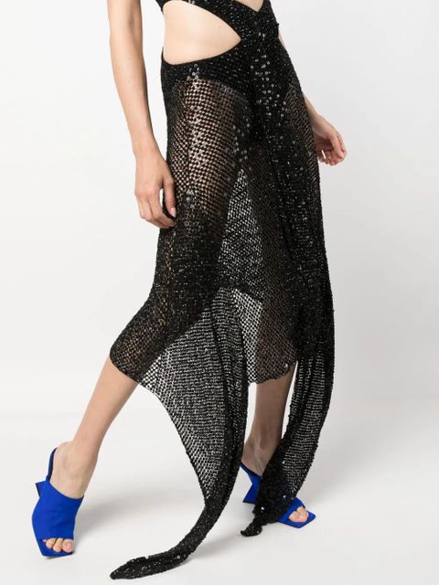 The Attico Magnolia sequin-embellished net dress - Black