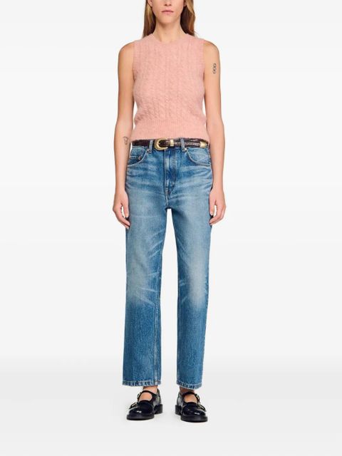 SANDRO cable-knit sleeveless vest - Pink