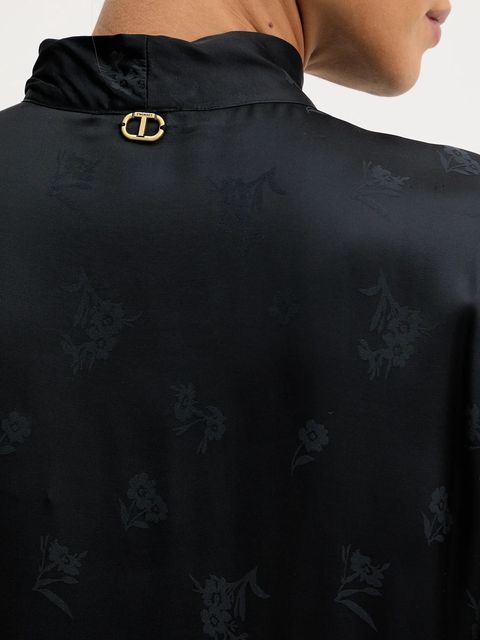 Twinset koszula damska kolor czarny regular z wiązanym dekoltem 252TT2361