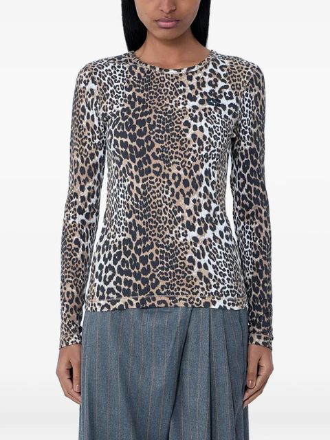 GANNI leopard-print long-sleeve top - Neutrals - zdjęcie produktu nr 1