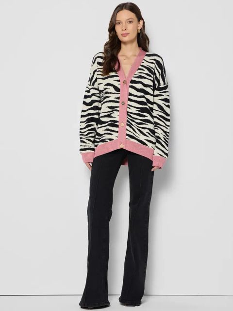Bizuu kardigan bawełniany LEZEBRE damski kolor multicolor LEZEBRE KREMOWY