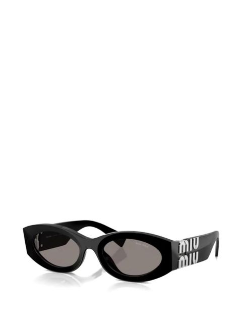 Miu Miu Eyewear logo oval-frame sunglasses - Black - zdjęcie produktu nr 2