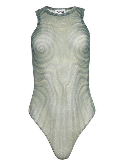 Jean Paul Gaultier spiral-print mesh bodysuit - Blue - zdjęcie produktu nr 1