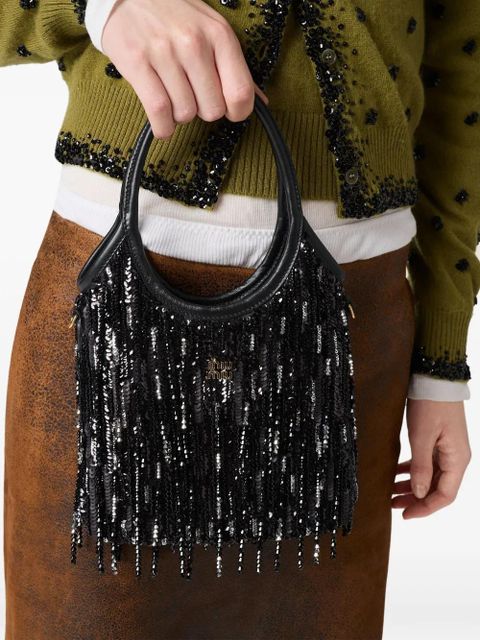 Miu Miu mini Ivy sequin-embellishment tote bag - Black