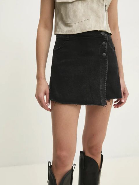 Answear.LAB spódnicospodnie jeansowe damskie kolor czarny gładkie high waist