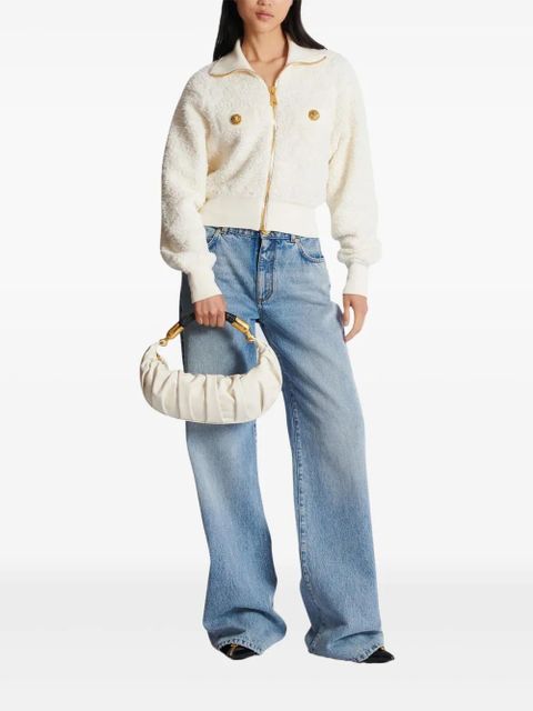 Balmain medium Ebene pleated calfskin-leather tote bag - White - zdjęcie produktu nr 2