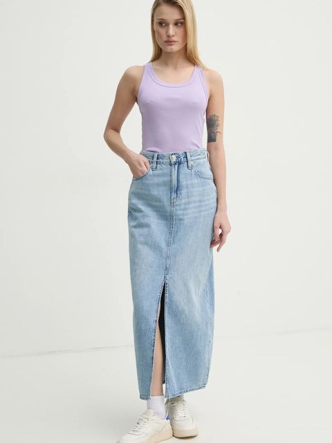 G-Star spódnica jeansowa kolor niebieski maxi prosta
