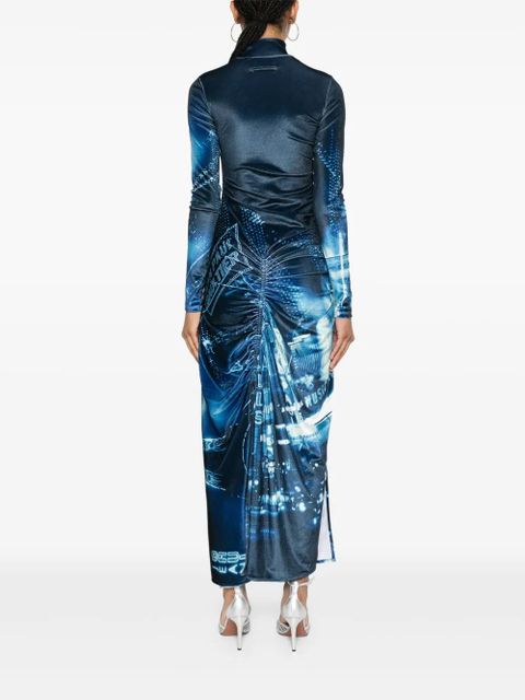Jean Paul Gaultier Pigalle-print velvet dress - Blue