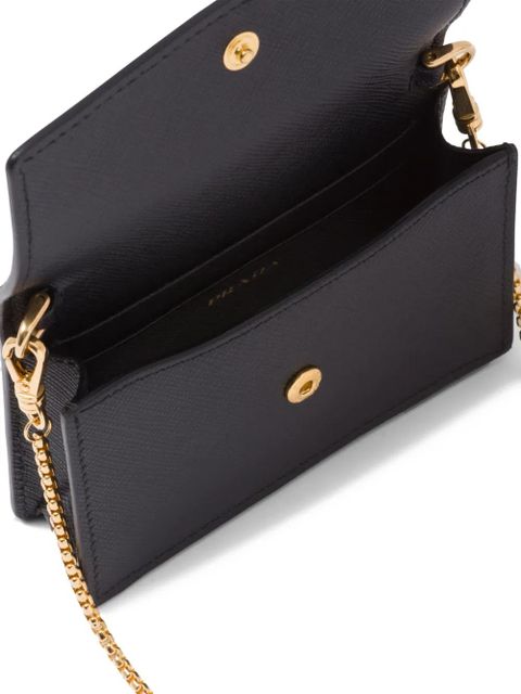 Prada enamel triangle logo wallet-on-chain - Black