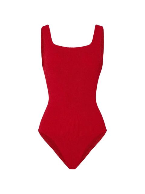 Hunza G crinkle-effect square-neck swimsuit - Red - zdjęcie produktu nr 1