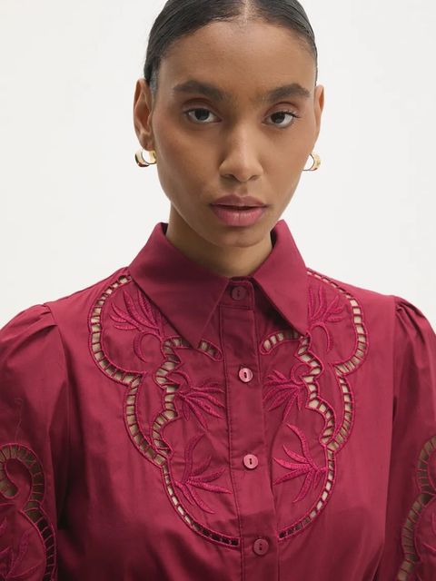 Answear Lab sukienka bawełniana kolor bordowy midi rozkloszowana