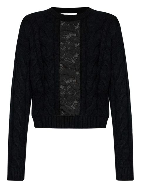 Max Mara cable-knit lace-insert sweater - Black - zdjęcie produktu nr 1