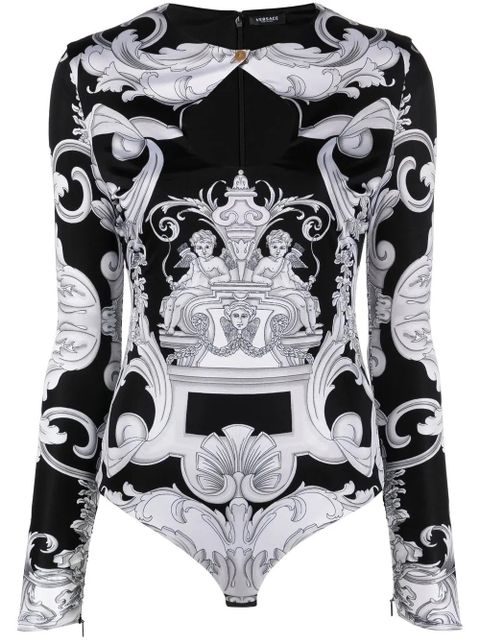 Versace Barocco-print cut-out bodysuit - Black