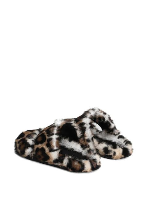 Dolce & Gabbana leopard-print slippers - Brown
