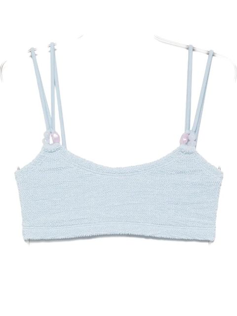 Hunza G Cassie beaded crinkle-effect bikini - Blue