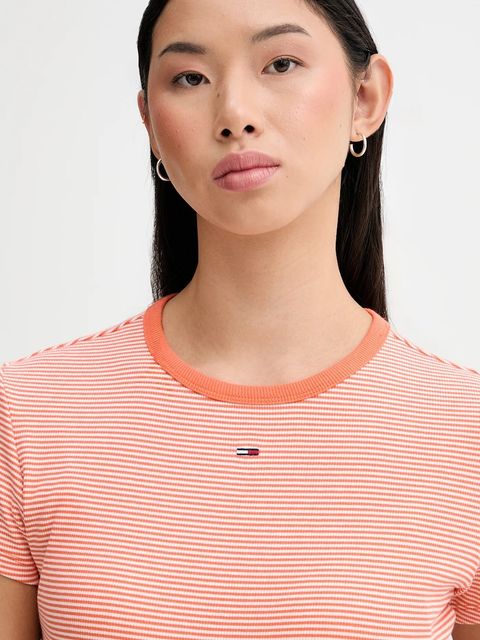 Tommy Jeans t-shirt damski kolor pomarańczowy DW0DW17383