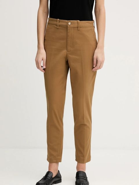 Polo Ralph Lauren spodnie damskie kolor brązowy szerokie high waist 211A96672 - zdjęcie produktu nr 1