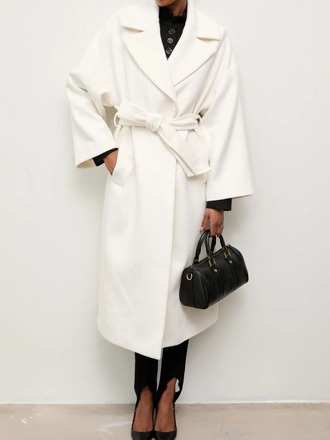 Answear Lab płaszcz wełniany kolor biały przejściowy oversize