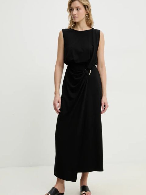 Answear.LAB sukienka kolor czarny maxi prosta