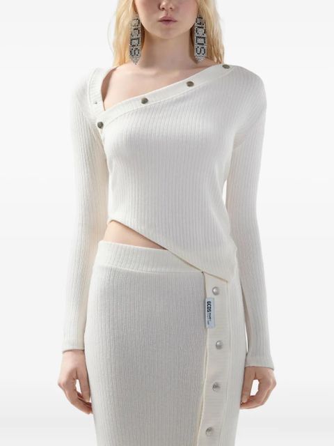 GCDS button asymmetric blouse - White