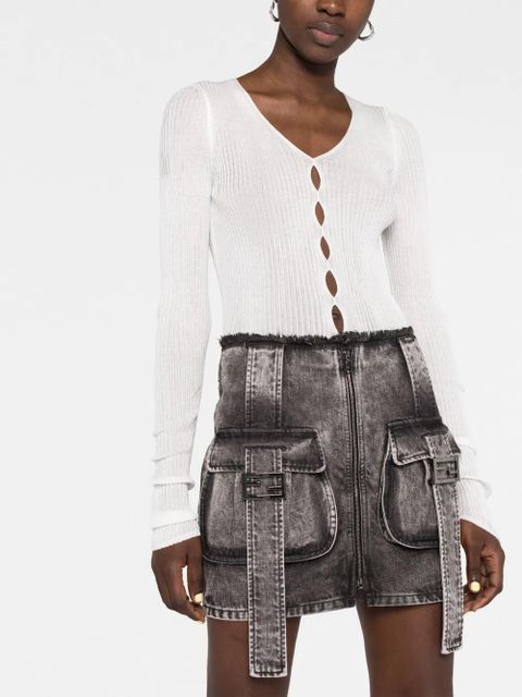 FENDI stonewashed denim cargo skirt - Grey